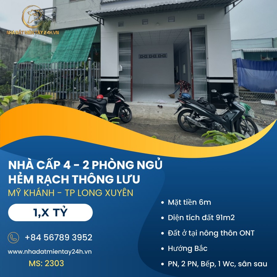 CƠ HỘI HIẾM CÓ - BÁN NHÀ CẤP 4 GẦN CẦU THÔNG LƯU, TP LONG XUYÊN, DIỆN TÍCH 91M2, CHỈ 1,XX TỶ